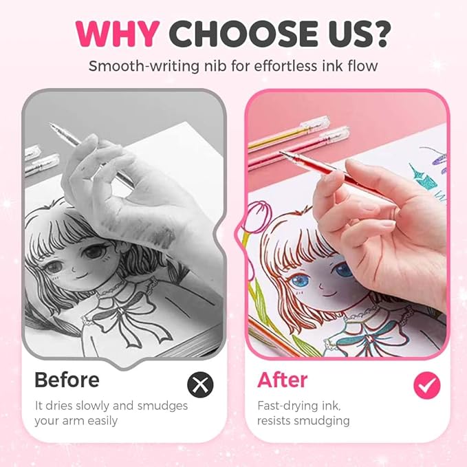 Glitter Gel Pen Set, Multi-Functional Colored Drawing Pens for Scrapbooking, Portable Journaling Crafting Doodling Drawing Glitter Pens for Adults School Supplies (36-Color)