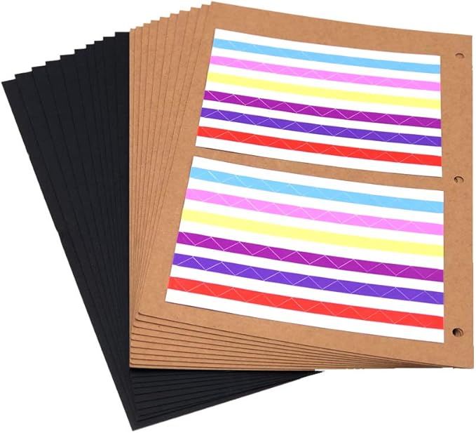 ThxMadam Scrapbooking Paper 26x17.5CM,10 Sheets Black Paper + 10 Sheets Kraft Paper Extra Refill Page for Scrapbook Photo Album Memory Book Notebook 10.82" x 8.07" (27.5 x 20.5CM) for Album Large