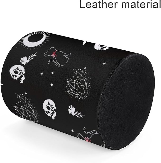 Gothic Skull Cat Moon Pen Holder Pencil Organizer Cute Pencil Cup Desk Decor Makeup Brush Holder PU Multifunctional Office Suppliesfor Home Classroom School