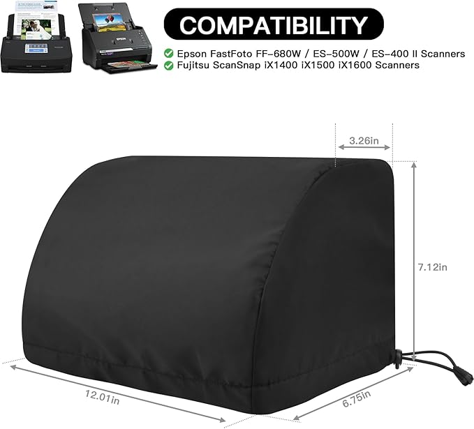 Dust Cover for Epson FastFoto FF-680W Wireless Desktop Document Scanner, Antistatic Protector Case Compatible with ScanSnap iX1600 iX1500 iX1400 Photo & Receipt Scanner (Case Only)
