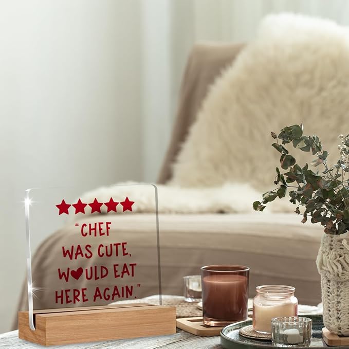 Funny Chef Gifts for Women Men, Cute Kitchen Gifts for Chef, Would Eat Here Again Home Kitchen Decorative Signs Plaque for Desk