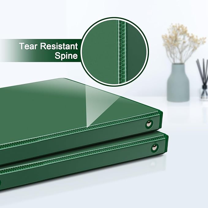 COMIX 3 Ring Binder 1/2 inch with Clear View Cover, 0.5" View Binder Holds 100 Sheets of US Letter Size Paper, 6 Pack (Green)