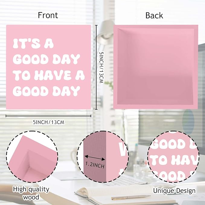 Pink Desk Decorations for Women Office Pink Gifts for Women Office Supplies for Desk Positive Decor Cute Accessories Motivational Gifts for Coworker Friends Female