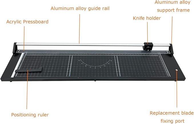 TECHTONGDA Rotary Paper Trimmer, 48" Cut Length, Professional Paper Cutter with 2 Spare Blades, Angle Line, Self-Sharpening, 8-10 Sheets Capacity for Offices, Schools and Crafts