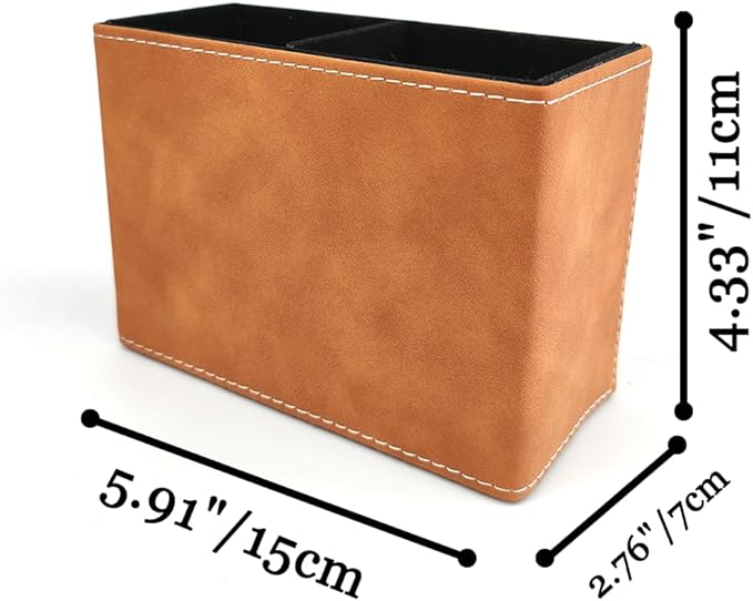 Pen Holder for Desk Pencil Organizer Cute Cup Holders Aesthetic (Yellow Brown, 5.91" x 4.33" x 2.76")