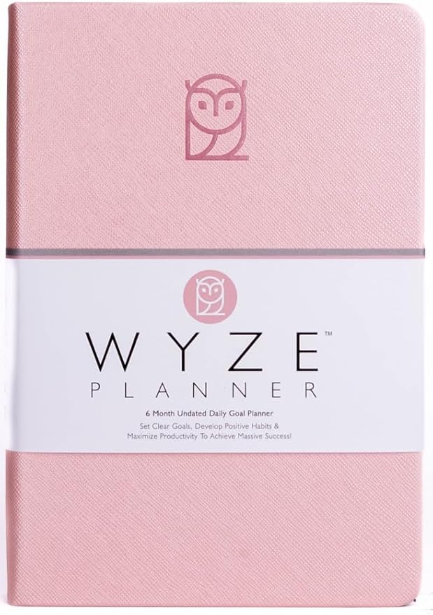 Undated Daily Planner – 6-Month A5 Productivity Organizer with Full Page Per Day, Hourly Schedule, Goal Setting, Habit Tracker, Weekly & Monthly Pages – Hardcover Time Management Notebook (Pink)