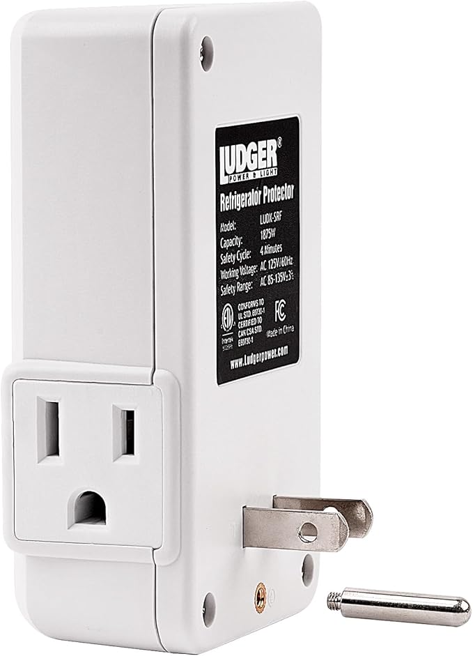 Ludger Power Surge Protector for Appliances (LUDX-SRF), ETL Certified, Unique Side Socket, Connects to All Types of AC, Reliable AC Protection, 4-Minute Safety Cycle, 3 Modes LED Indicator