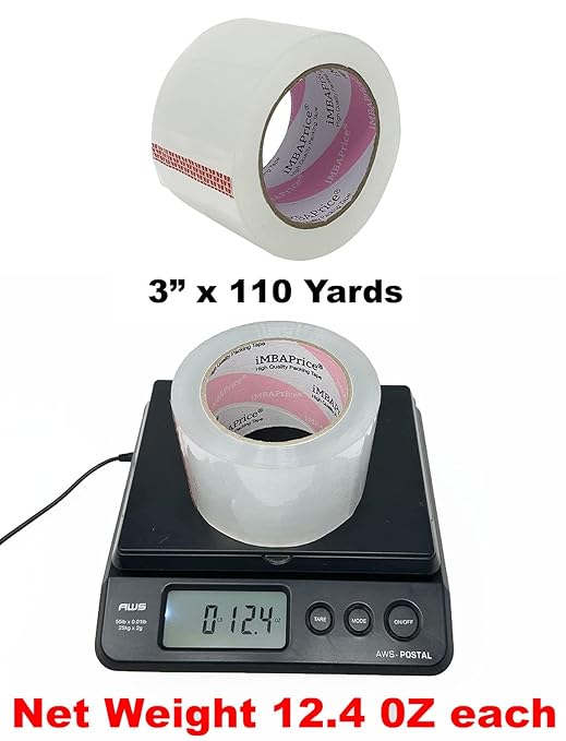 iMBAPrice 3-Inches Clear Packaging Tape, 6 Roll of 110 Yards (24 x 330 Feet) Long 3" Wide Shipping Tape for Box Office Moving Packaging Shipping