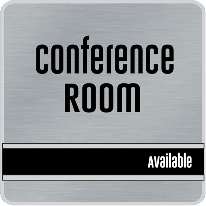 NapTags Conference Room Slider Signs (Silver - Silver Frame, 6" x 6")
