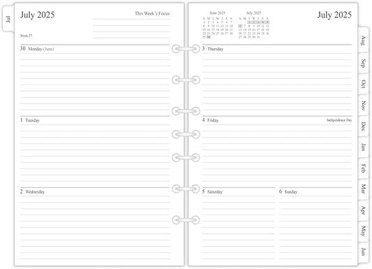 newestor 2025-2026 Planner Refill for Mini Binder, Weekly & Monthly, July 2025 - June 2026, 5-1/2" x 8-1/2", Desk Size 4, 7 Holes