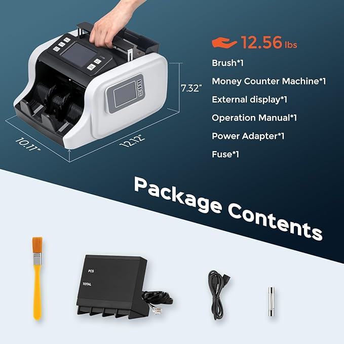 Bonvoisin Money Counter Machine Mixed Denomination, Cash Counter Machine with Counterfeit Detection, Bill Counter with Batch, ADD and Count Mode