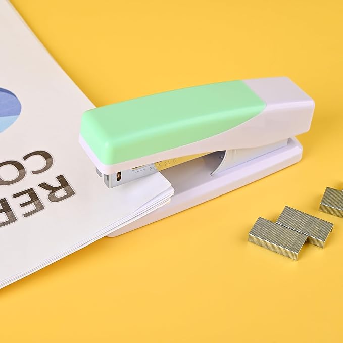 Temiary Morandi Desktop Stapler with 400 Standard Staples, 25 Sheet Capacity, Jam Free, No Effort Staplers for Classroom Office (Green)