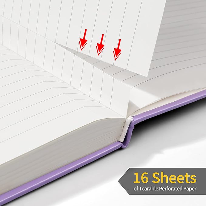 Annecy Lined Journal Notebook, Hardcover Leather Journal for Women & Men, 160 Numbered Pages, Medium 5.5" x 8.25", 100 GSM Thick Paper, Purple