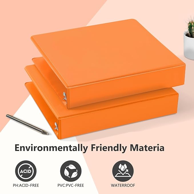 ViVin Sturdy 1.5 Inch 3 Ring Binder with Pockets, Slant-D Ring, PVC-Free, Customizable Clear View Binder,Holds 350 Sheets of 8.5" x 11" Paper,6 Pack (Orange)