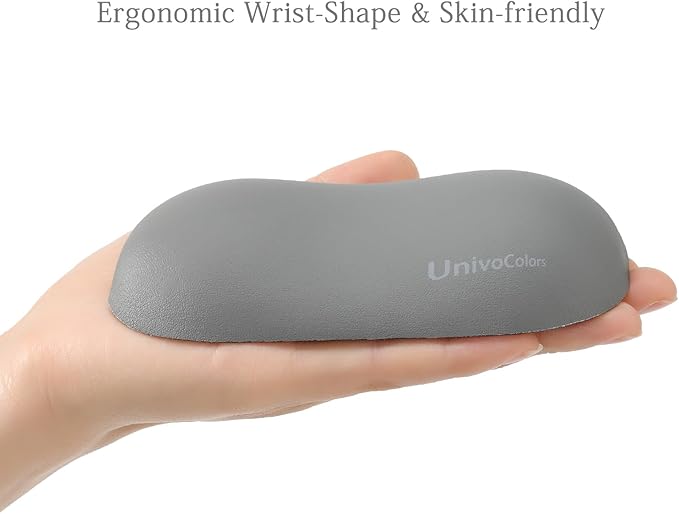 UnivoColors Design-Wave Set of Wrist Rest,Artificial Sheepskin+Memory Foam+Ergonomic+Anti-Slip Gel, Resilience Support During Work and Gaming,Keyboard Accessory,Grey