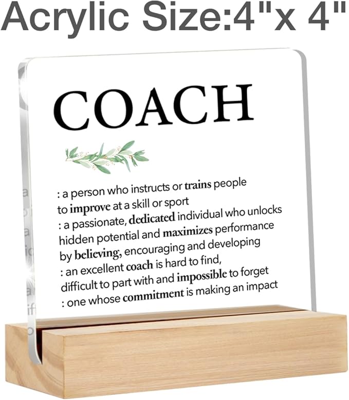 Thank You Coach Gifts Coach Definition Clear Desk Decorative Sign Appreciation Gift Acrylic Sign with Stand Table Plaque Keepsake Office Decor