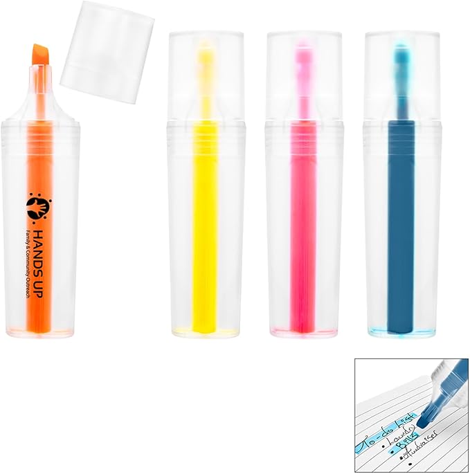 RPET Highlighter Customize Text Name or Personalized Image 0.95 Each - Sold in Pack of 250 - Clear with Blue