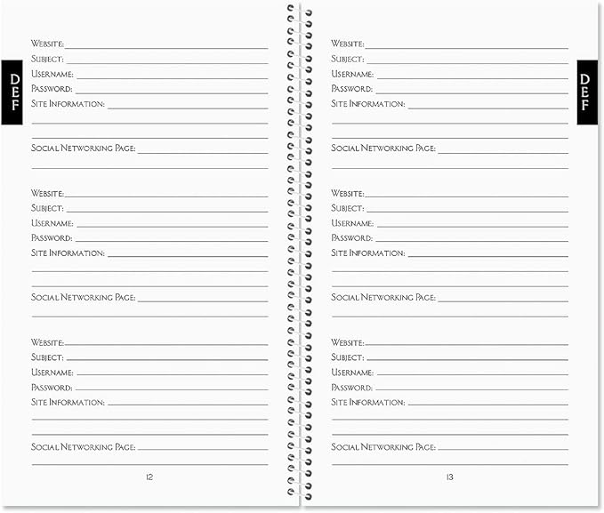 Navy Blossoms Password and PIN Keeper - 94 Pages; 5 Inch x 8-1/2 inch, Softcover Spiral-Bound Website Login Organizer