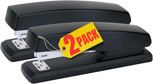 1InTheOffice Office Stapler for Desk, Heavy Duty Desk Stapler, Black, 20 Sheets Capacity,2 Pack