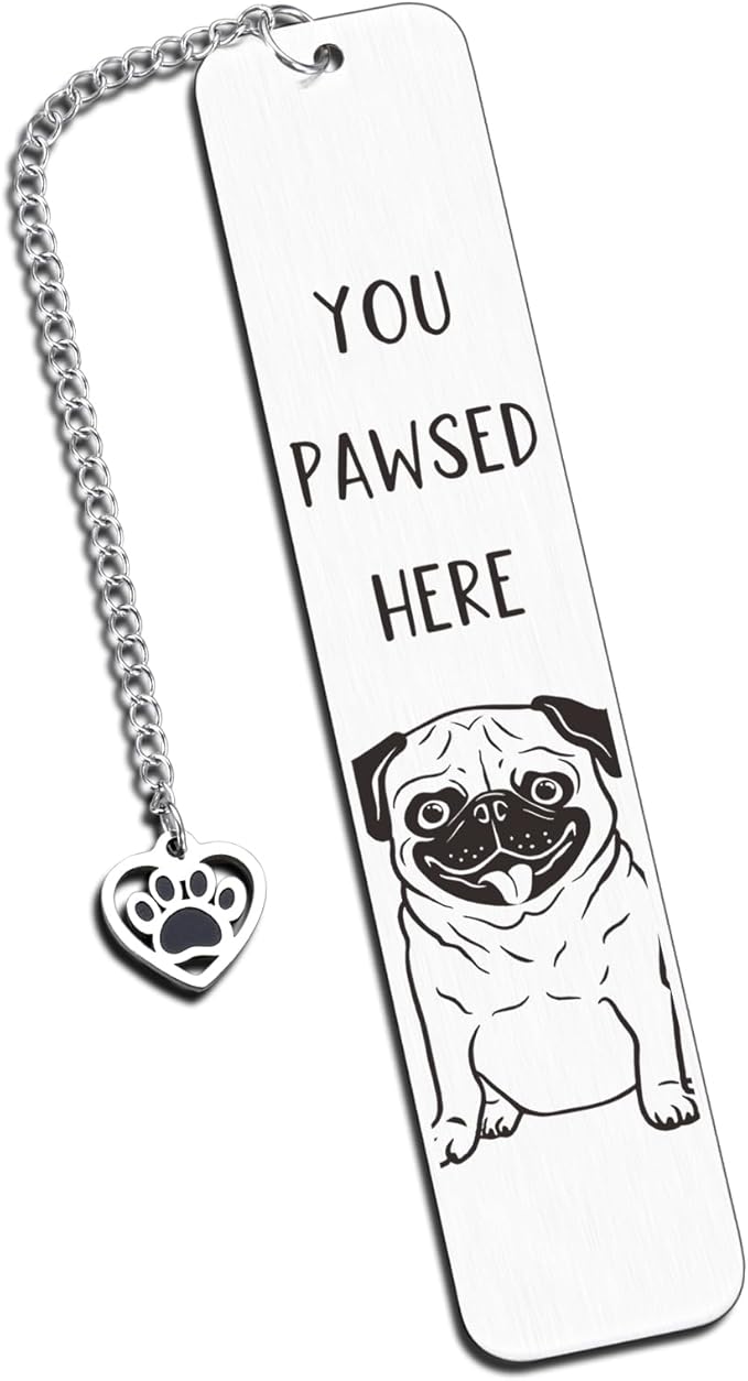Pug Gifts for Pug Lovers, Dog Lovers Gifts for Women, Dog Bookmark, Book Club Dog Themed Gifts for Readers Book Lovers Women, Dog Mom Gifts for Women, Book Marks for Reading Women Men, Bookish Gifts