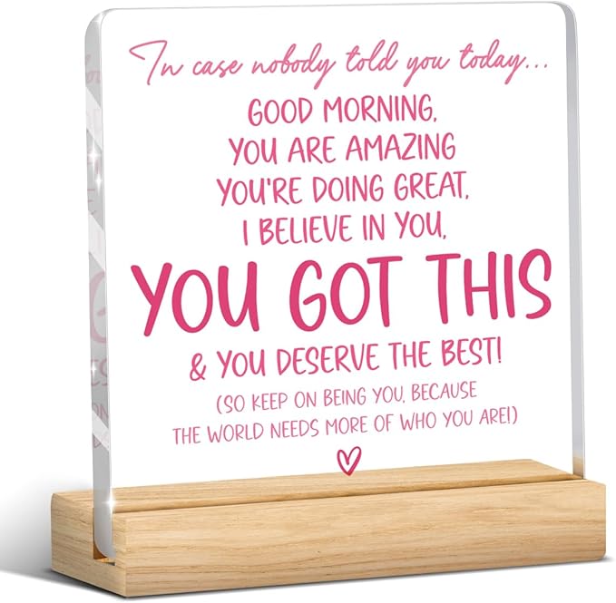 Pink Office Decor Pink, Inspirational Awareness Positive Affirmation Sign Acrylic Sign Plaque Motivational Table Decorations for Home Office Living Room Bedroom