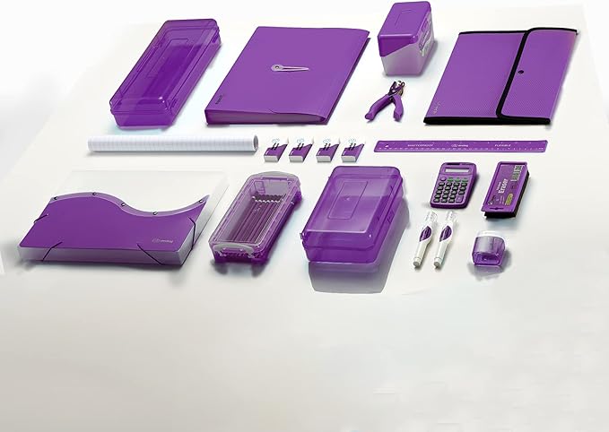 ½ Inch 3 Ring Binder .5 inch Purple Clear View Cover with 2 Inside Pockets, Colored School Supplies Office and Home Binders – by Enday