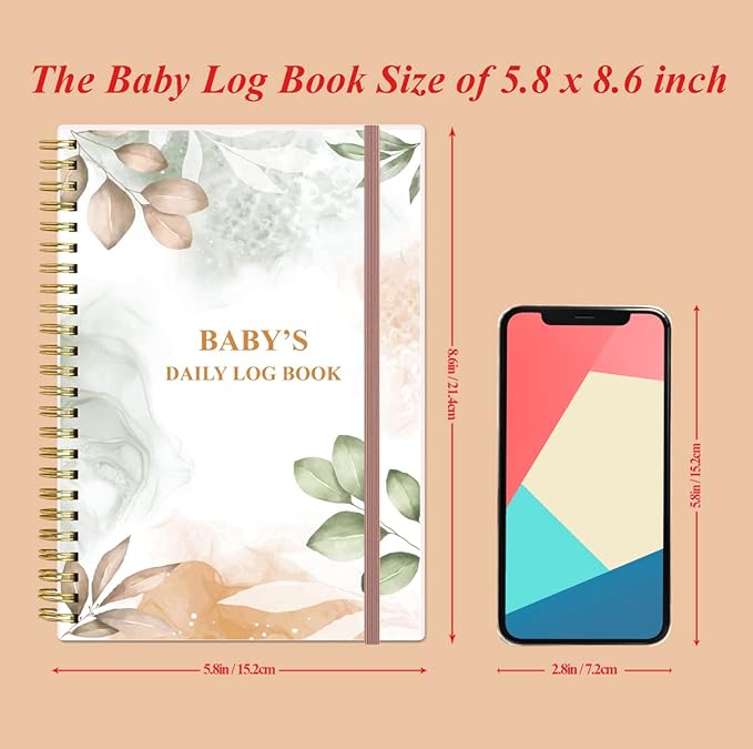Baby's Daily Log Book - A5 Baby's Tracking for Newborns, 150 Easy to Fill Pages to Track and Monitor Your Newborn Baby's Schedule, Rose Leaf