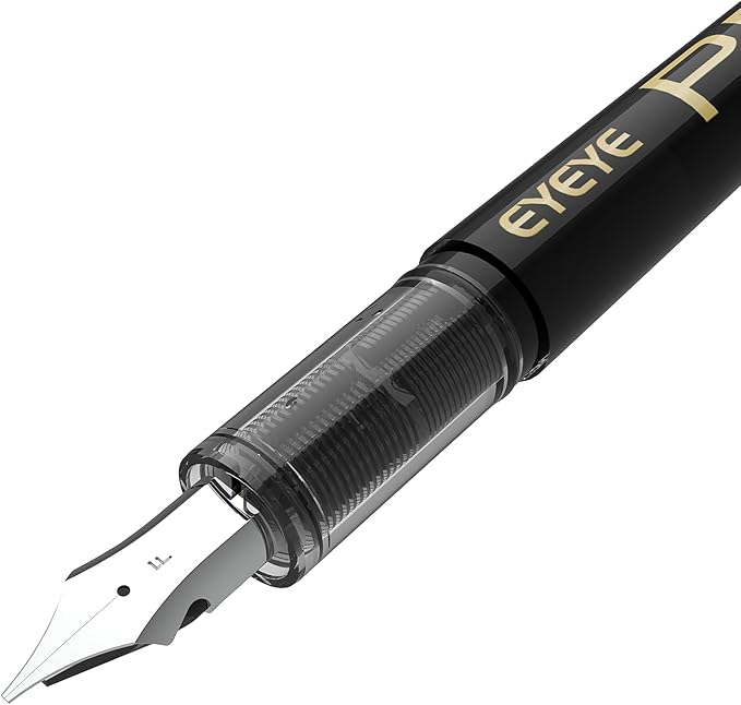 EYEYE Disposable Fountain Pens, 8 Pack Black Fine Point Pens for Writing, Stainless Steel Nib, Smooth Writing for Journaling, Drafting, Sketching, Doodling & Office Supplies