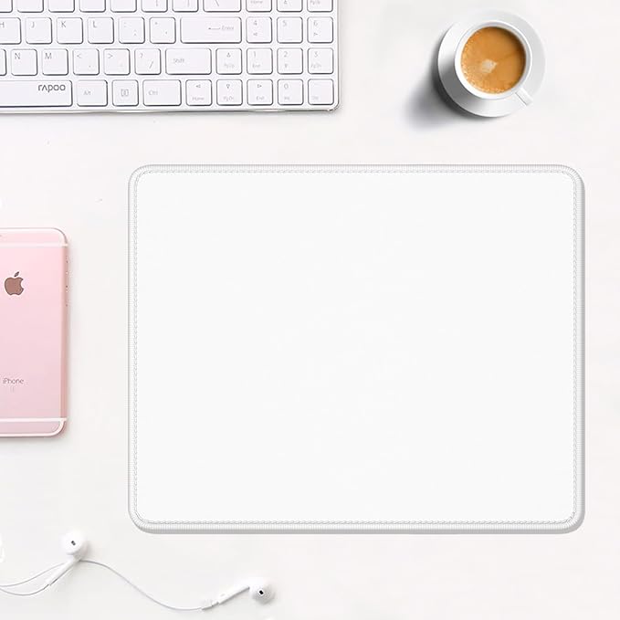 Auhoahsil White Mouse Pad, 12 x 10 Inch Square Mousepad, 3mm Thick Rubber Mouse Mat with Pretty Design, Premium-Textured Non-Slip for Gaming Work Office Wireless Mouse Men Women