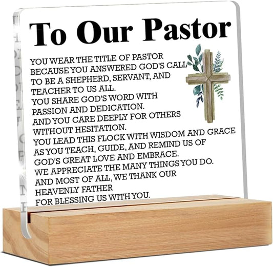 Gifts for Pastors, Thank You Gift for Pastor Preacher Church Leader, to Our Pastor Clear Desk Decorative Sign Home Acrylic Decor