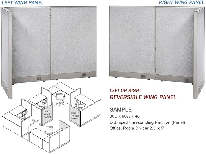 GOF Freestanding L Shaped Office Partition, Large Fabric Room Divider Panel, 36" D x 96" W x 72" H