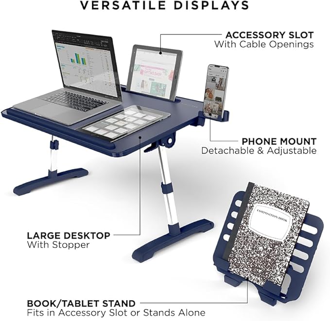 Limitless TotalDesk Portable Workstation and Lap Desk with Adjustable Height & Tilt (Navy)
