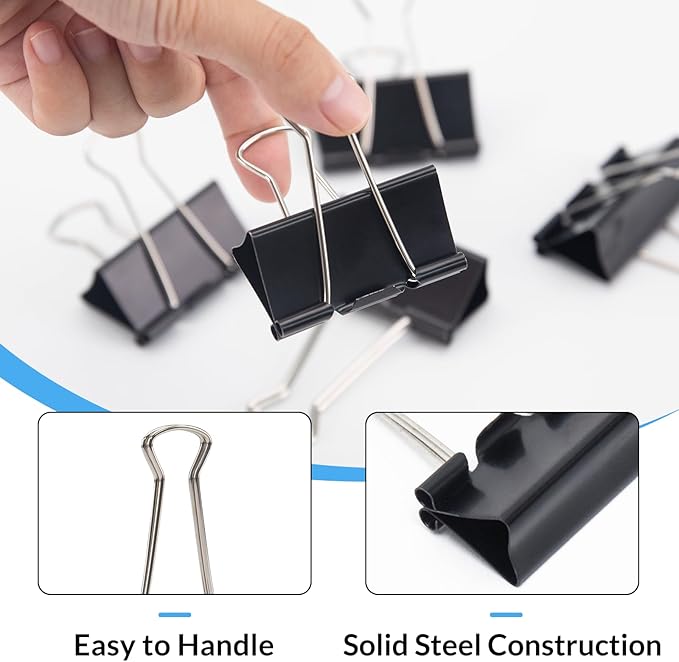 2 Inch 32 Pack Extra Large Binder Clips, Jumbo Paper Clips, Big Paper Clamps, Binder Clips Large Size for Home, School and Office Supplies