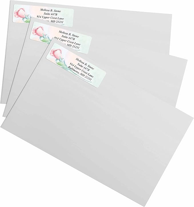 Soft Rose Watercolor Designer Rolled Address Labels with Elegant Plastic Dispenser