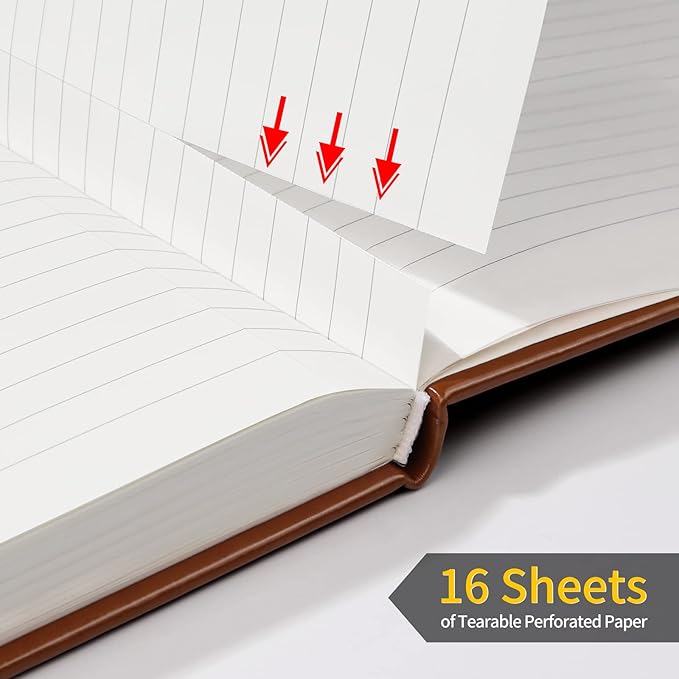 Annecy Lined Journal Notebook, Hardcover Leather Journal for Women & Men, 160 Numbered Pages, Medium 5.5" x 8.25", 100 GSM Thick Paper, Brown