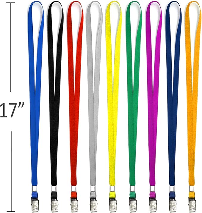 Beebel Green Lanyards 100 Pack Nylon Flat Badge Lanyard for Id Badge Name Tag (Green, 100 Pack)