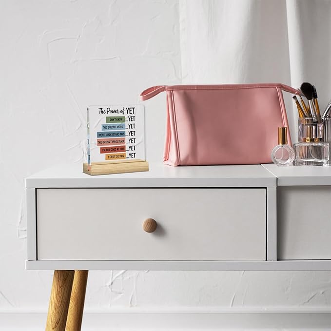 Therapy Office Decor, Mental Health Desk Decoration, School Counselor Gifts, Gifts for Women Psychologist School Counselor Therapist Halloween Christmas, The Power of Yet Acrylic Sign