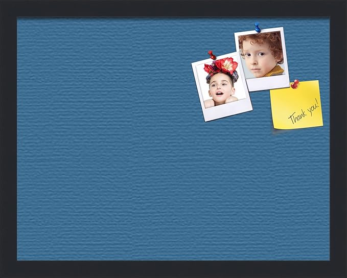 PinPix 18x14 Inch Cork Bulletin Board. This Decorative Framed Pin Board Comes with Navy Pastel Design and a Satin Black Frame. Ideal for Home Office Decor or Message Board (PinPix-1811)