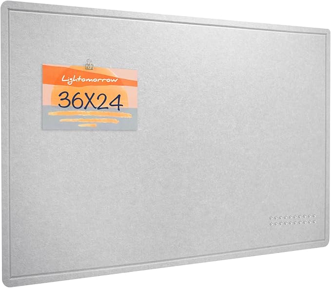 Bulletin Board, 36 x 24 Inches Felt Pin Board, Cork Alternative for Wall, 3' x 2' Foldable Self-Adhesive Vision Board with 20 Pushpins - Light Gray