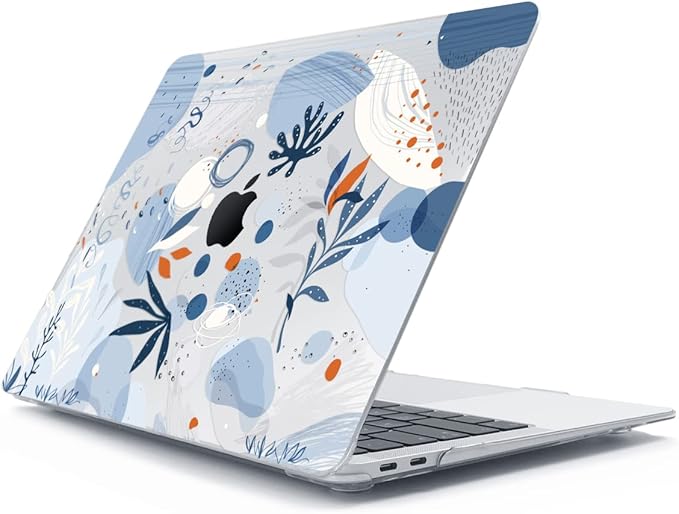 Compatible with MacBook Air 13 inch Case 2022 2021 2020-2018 Release M1 A2337 A2179 A1932 with Touch ID, Hard Print Case + Keyboard Skin + Webcam Cover + Screen Protector, Blue Graffiti