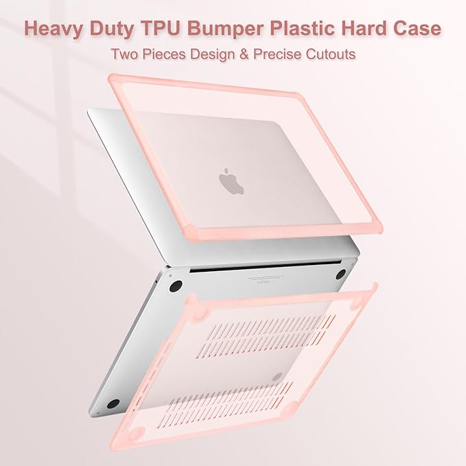 MOSISO Compatible with MacBook Pro 13 inch Case M2 2025-2016 A2338 M1 A2251 A2289 A2159 A1989 A1708 A1706, Anti-Cracking Heavy Duty Plastic TPU Bumper Hard Case&Keyboard Skin&Screen Film, Pink