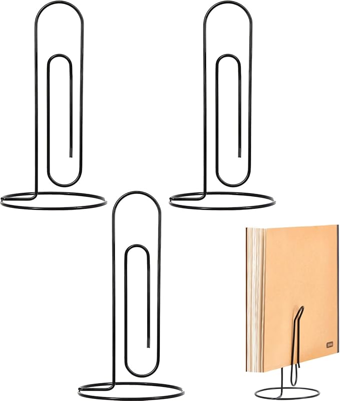 4 Pack Large Paper Clip Memo Holder for Desk,Letter Holder,Paper Stand for Desk,Letter & Bill Storage,Mail Organizer Office Accessories Desktop Message Office Decor