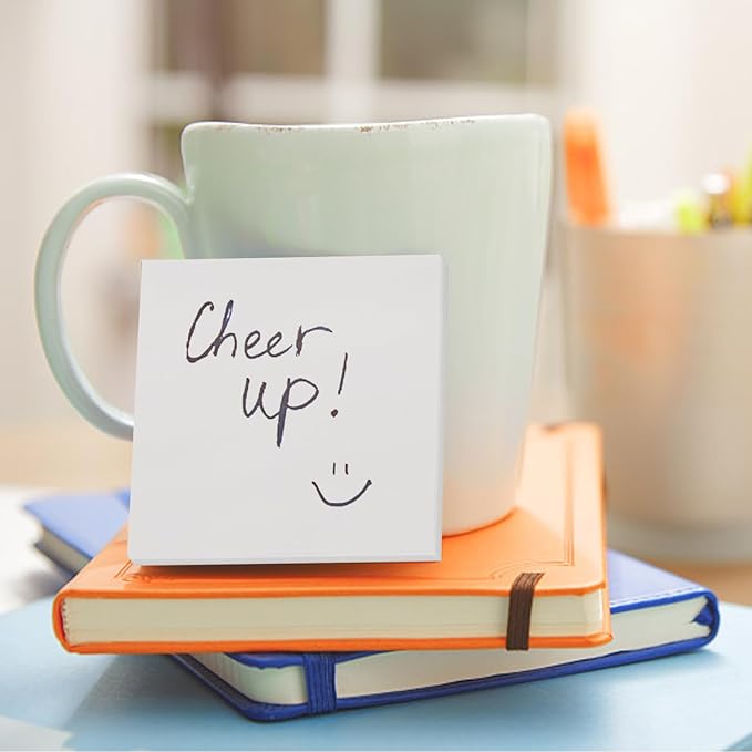 NatureTouch Sticky Notes 6 Packs, 3 x 3 Inches Adhesive Self-Stick Notes in Eye Protection Paper, Multiple Designs of Memo Pads for Reminders, Office, Home, School, Meeting, 80 Sheets/Pad，White，Blank