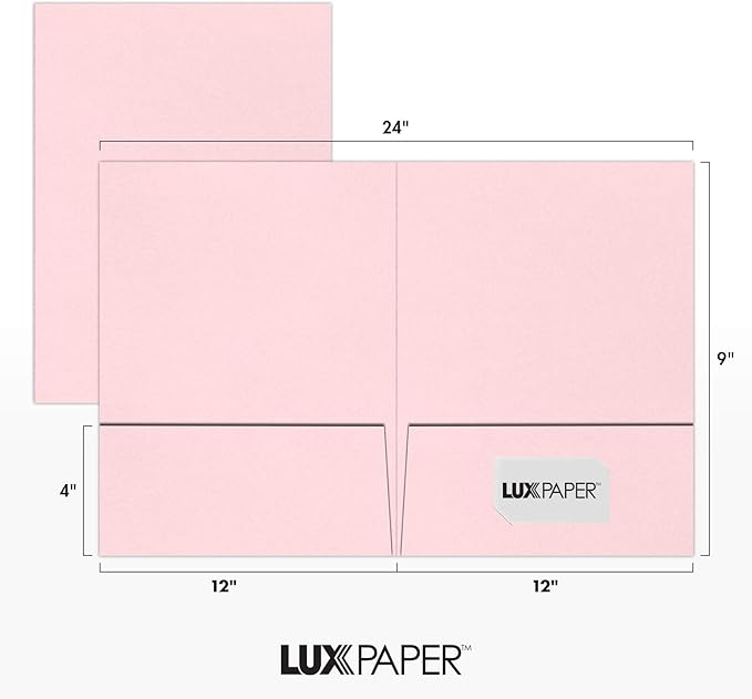 LUXPaper 9" x 12" Presentation Folders | Two Pocket | Candy Pink | 100lb. Cover | 25 Qty