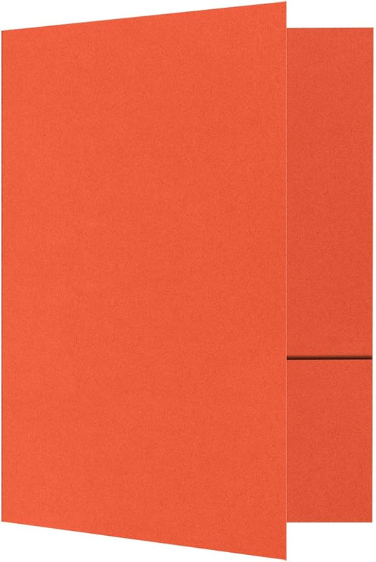LUXPaper 9" x 12" Presentation Folders | Two Pocket | Mandarin Orange | 100lb. Cover | 25 Qty
