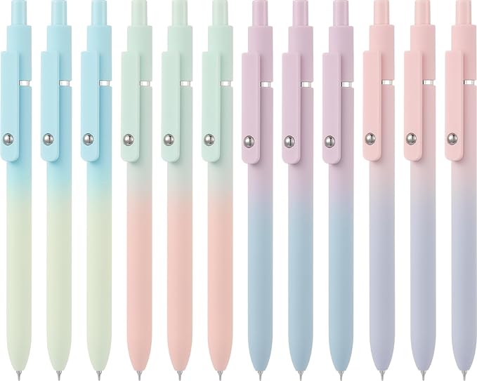 LINFANC 12 Pack Gel Pens Cute Medium Point 0.7mm Black Ink for Journaling Aesthetic School Supplies Office Supplies