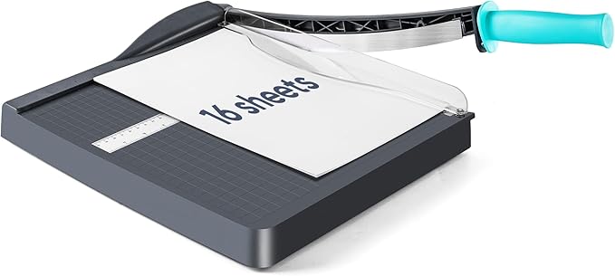 VUSIGN Paper Cutter 12" Cut Length Guillotine Papercutter, Heavy Duty Paper Trimmer with 18 Sheet Capacity Paper Slicer, Large Guillotina Paper Cutting Board for Classroom Crafting Cardstock