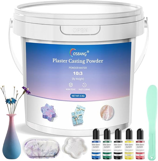 Plaster Casting Powder 5000G/176 OZ, Water Activated Fast Curing Plaster Casting Powder, 20-30 Minutes Demold, Beginners Friendly Casting Powder Kit for Resin Molds, Crafts & DIY Art