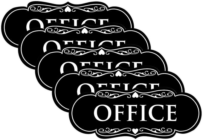 All Quality Designer Office Sign | Easy Installation - Black - Medium (5 Pack)