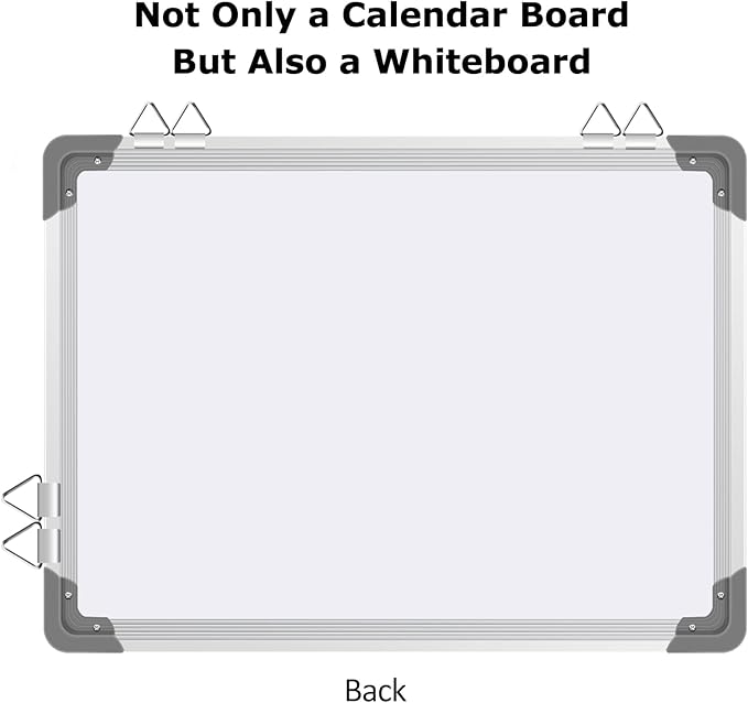 EAONE 16x12 in Double Side Whiteboard Calendar & Cork Board Combo for Wall, 3 in 1 Magnetic Dry Erase Whiteboard Monthly Calendar and Bulletin Board with Aluminum Frame for Home Office Kitchen